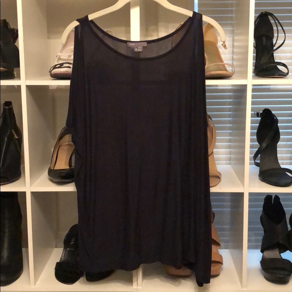 Delicate Vince tunic top in deep navy